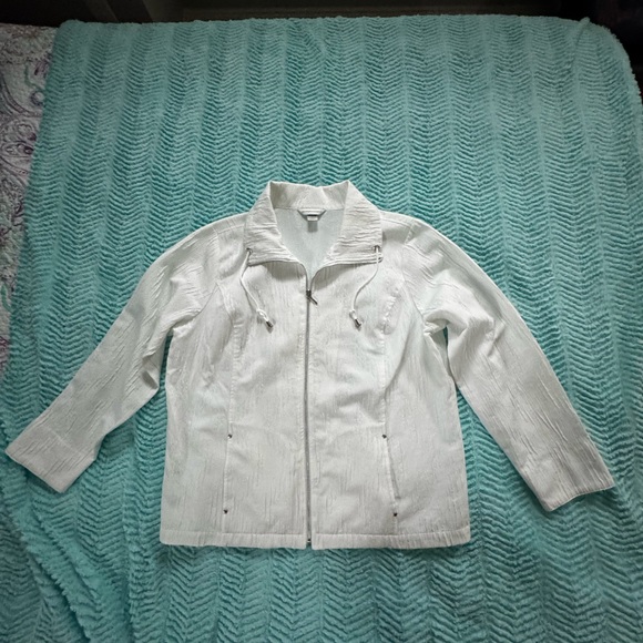 Women's Christopher & Banks Full Zip White Textured Jacket XL - Picture 4 of 11